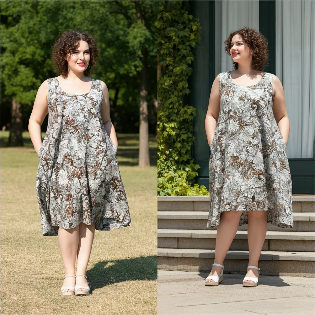 Sleeveless A-line Dress with Pockets