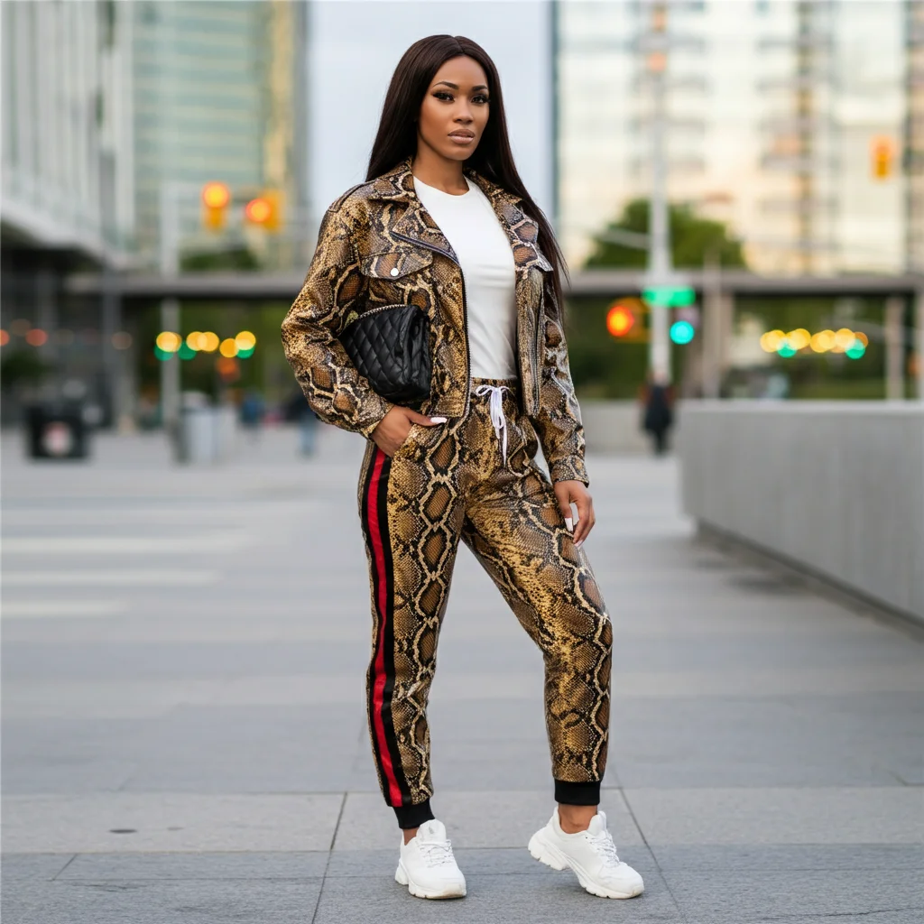 Snake Print Jacket with Joggers