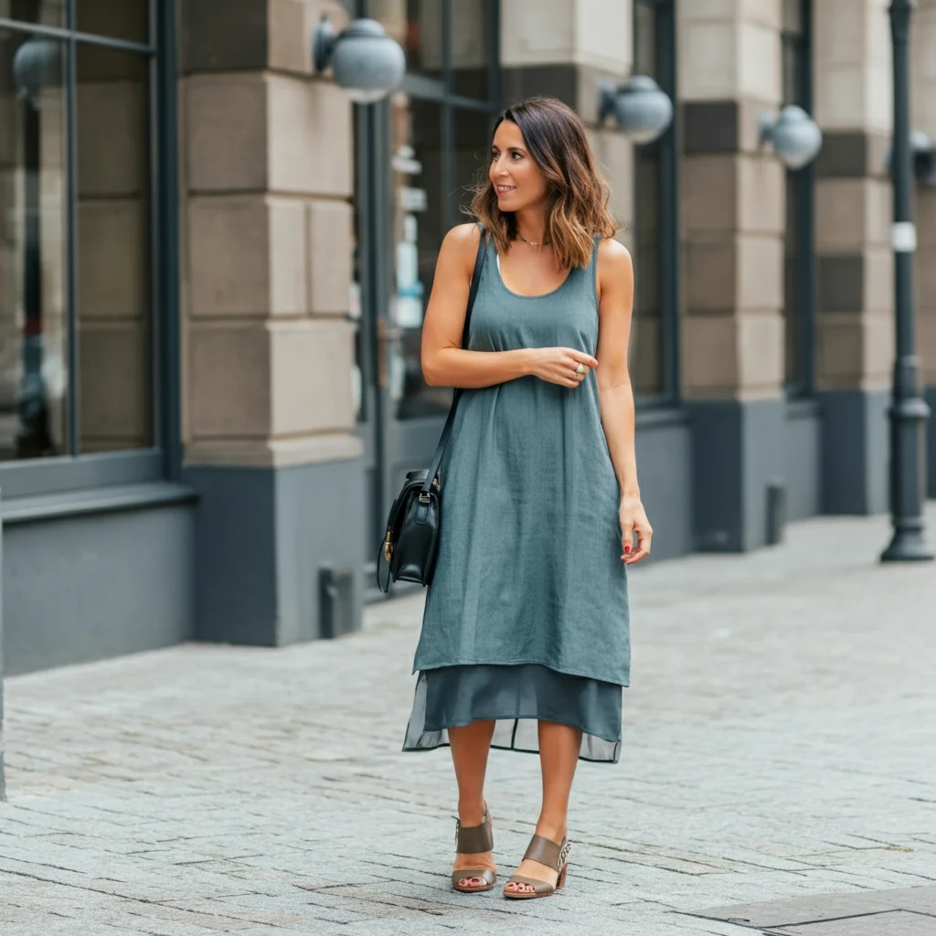Tank Top with Midi Dress (Layered Look)