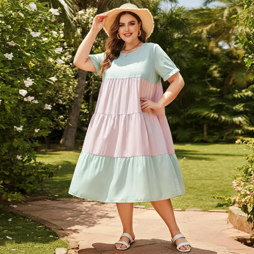 Tiered Babydoll Dress in Solid Pastel Colors