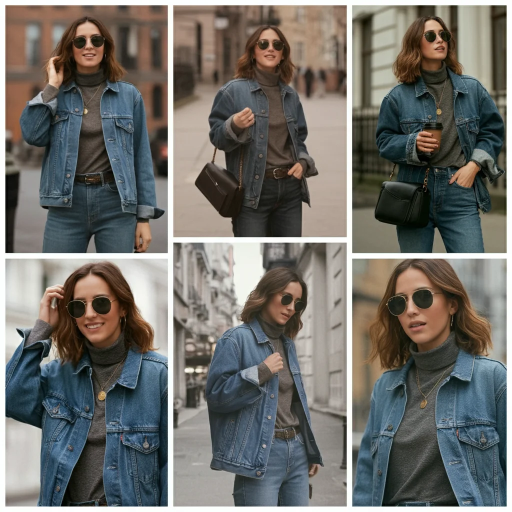 Turtleneck with Denim Jacket