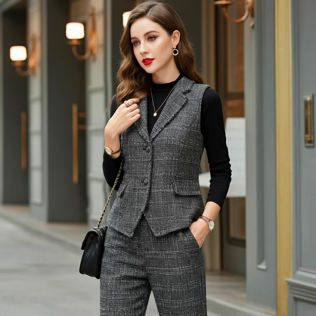 Tweed Vest with Dress Pants