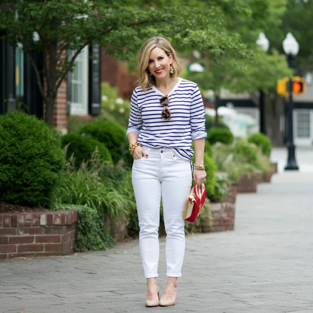 White Jeans and a Striped Shirt