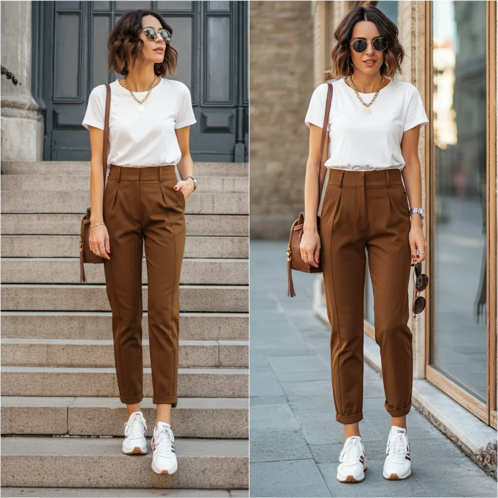 White T-Shirt & Sneakers with Khaki Pants