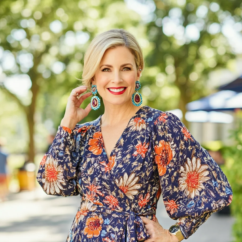 Wrap Dress with Statement Earrings