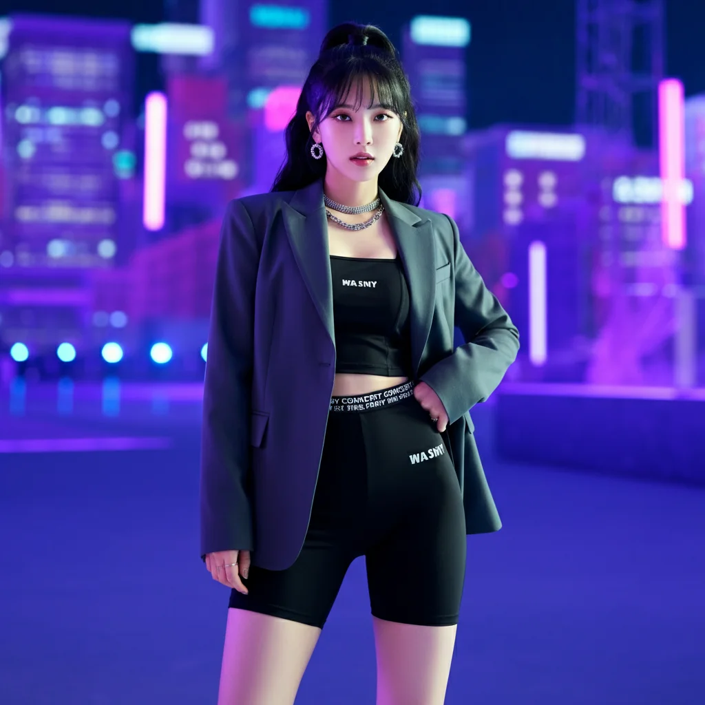 Blazer with Bike Shorts and Crop Top