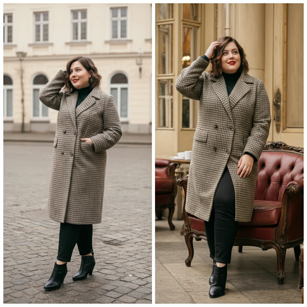 Classic Coat with Black Ankle Boots