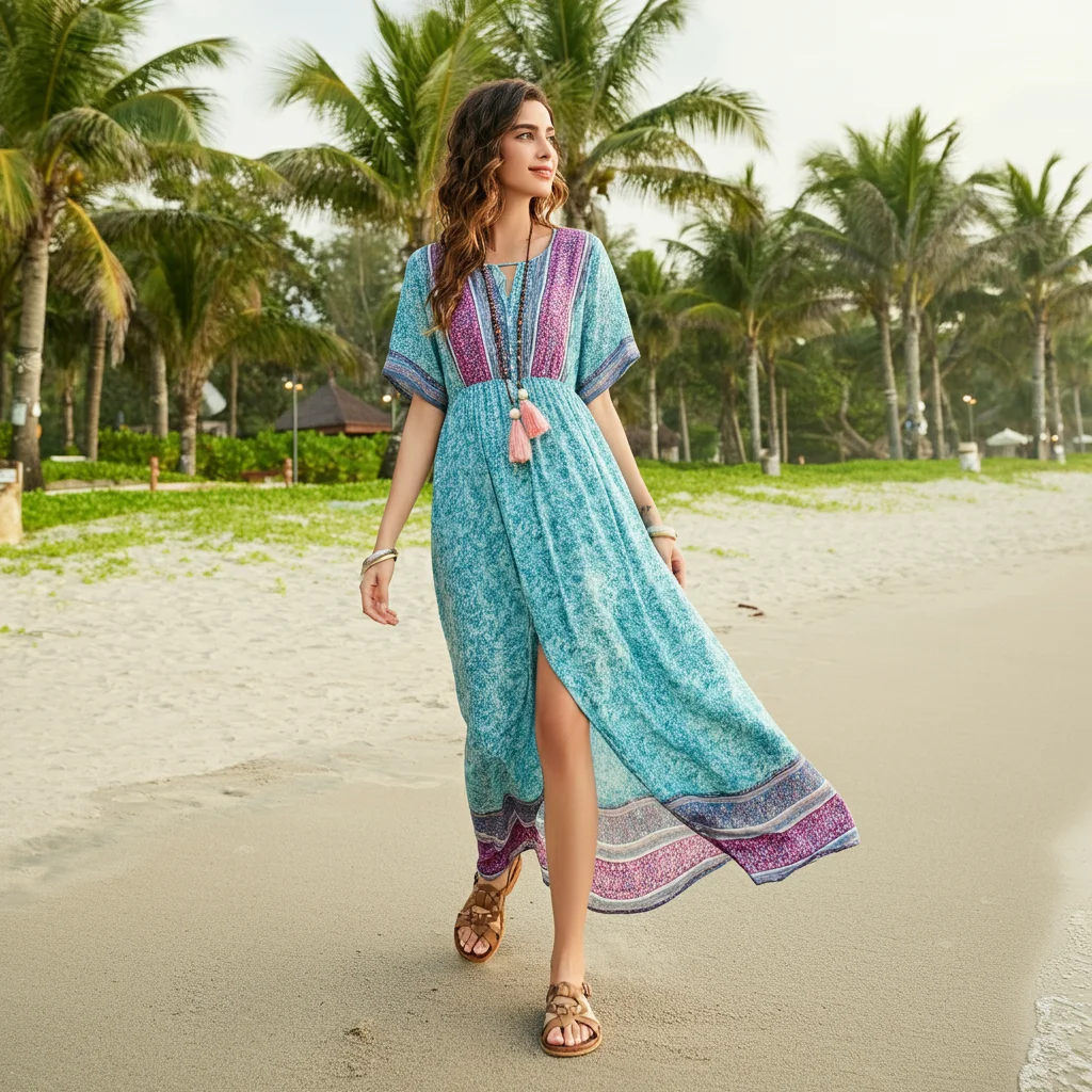 Flowy Maxi Dress with Sandals