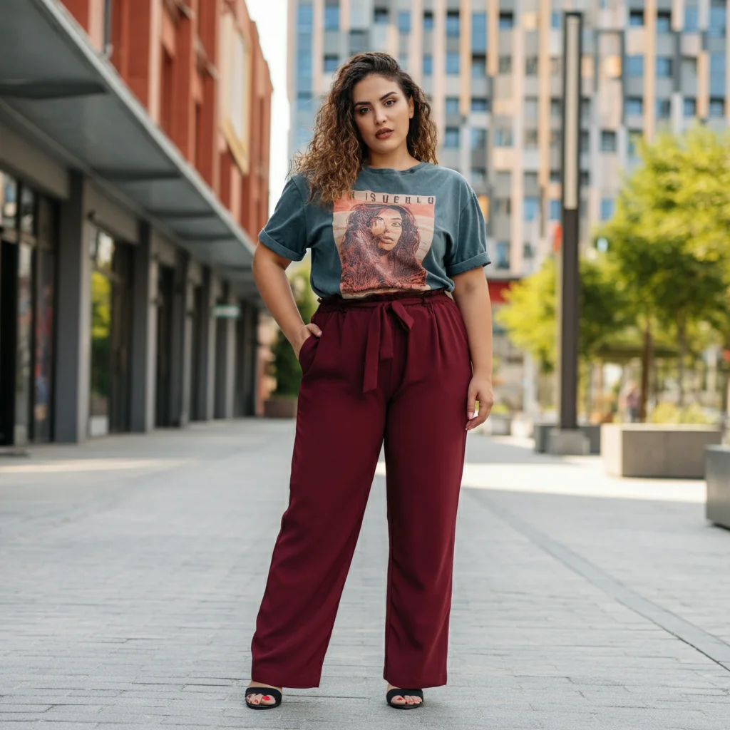 Graphic Tee and Maroon Pants