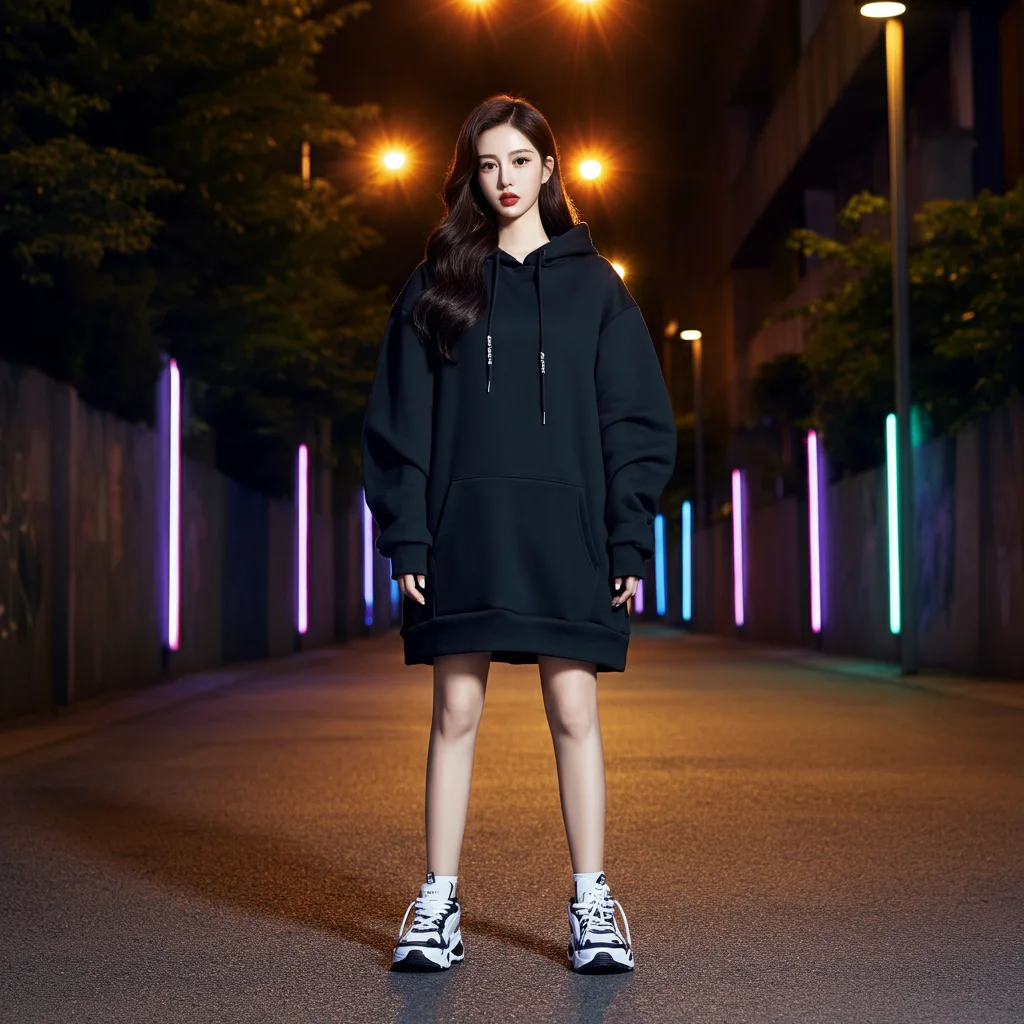 Hoodie Dress with Sneakers