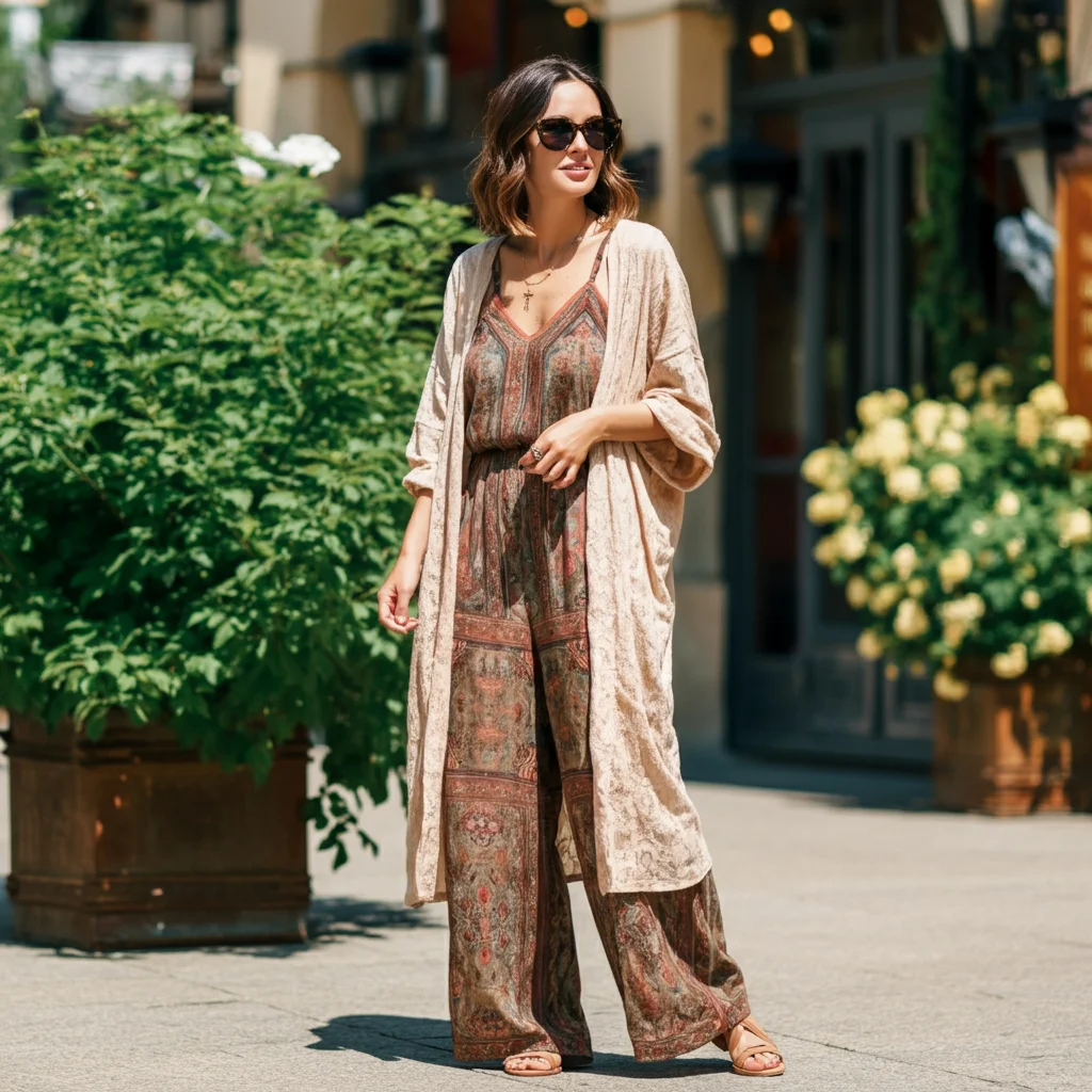 Jumpsuit with a Lightweight Cardigan