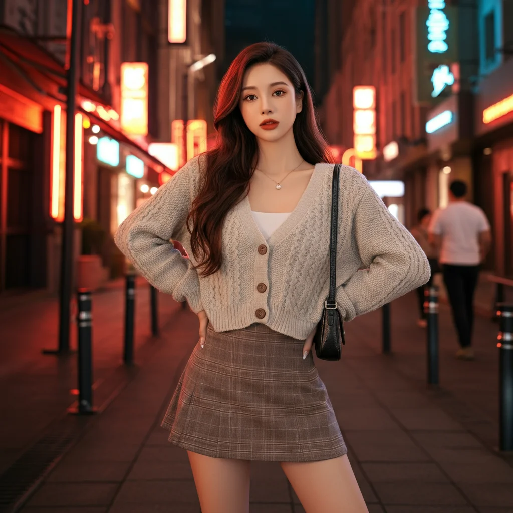 Knit Cardigan with Mini Skirt