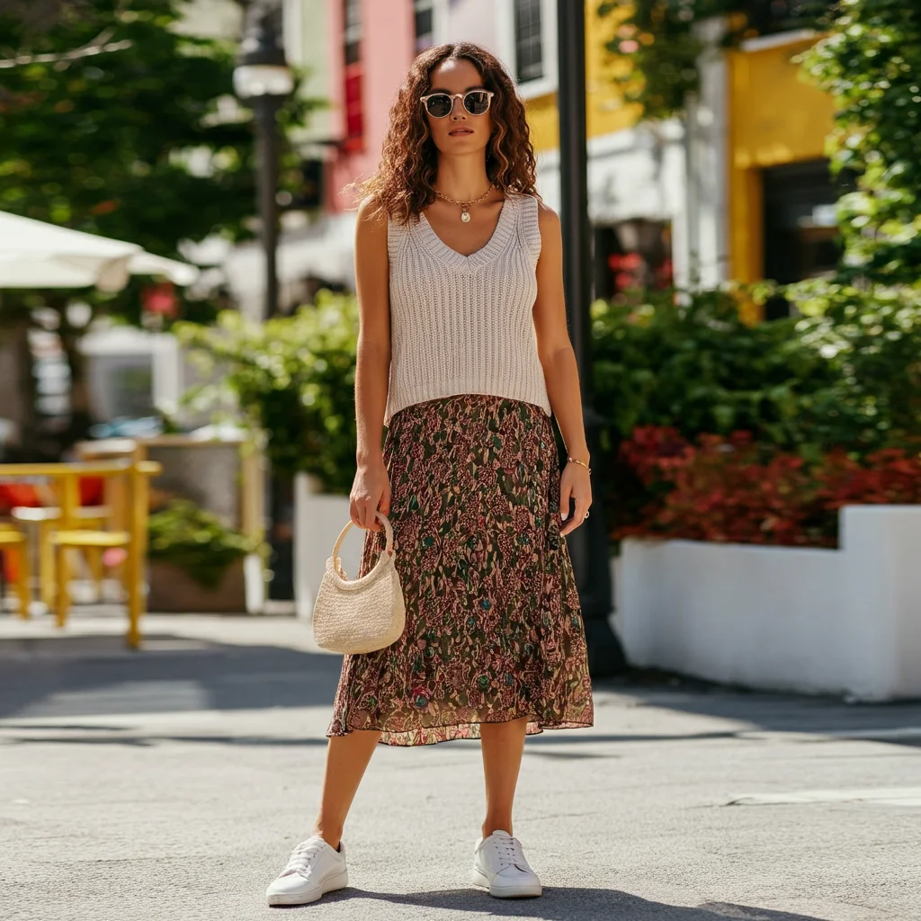 Knit Tank with a Midi Skirt