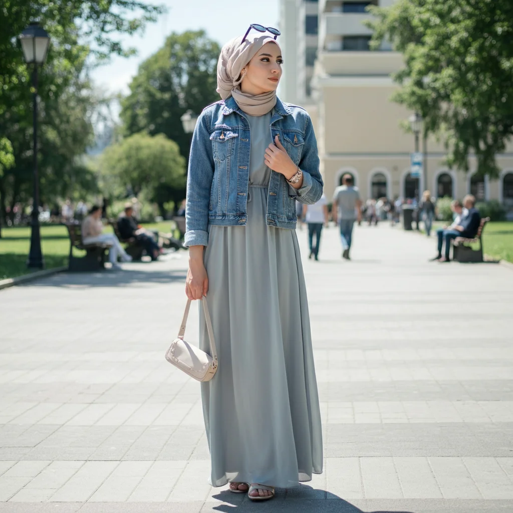 Maxi Dress with a Denim Jacket
