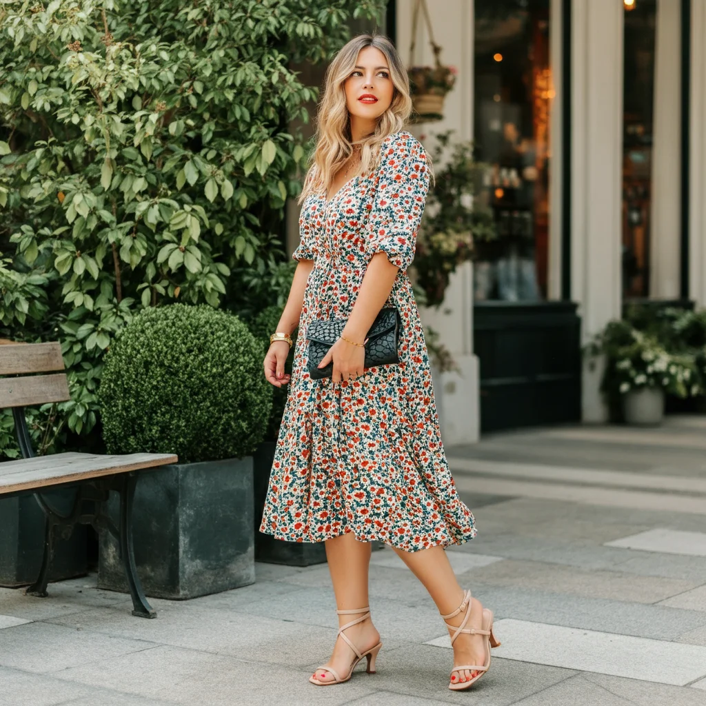 Midi Dress with Strappy Sandals