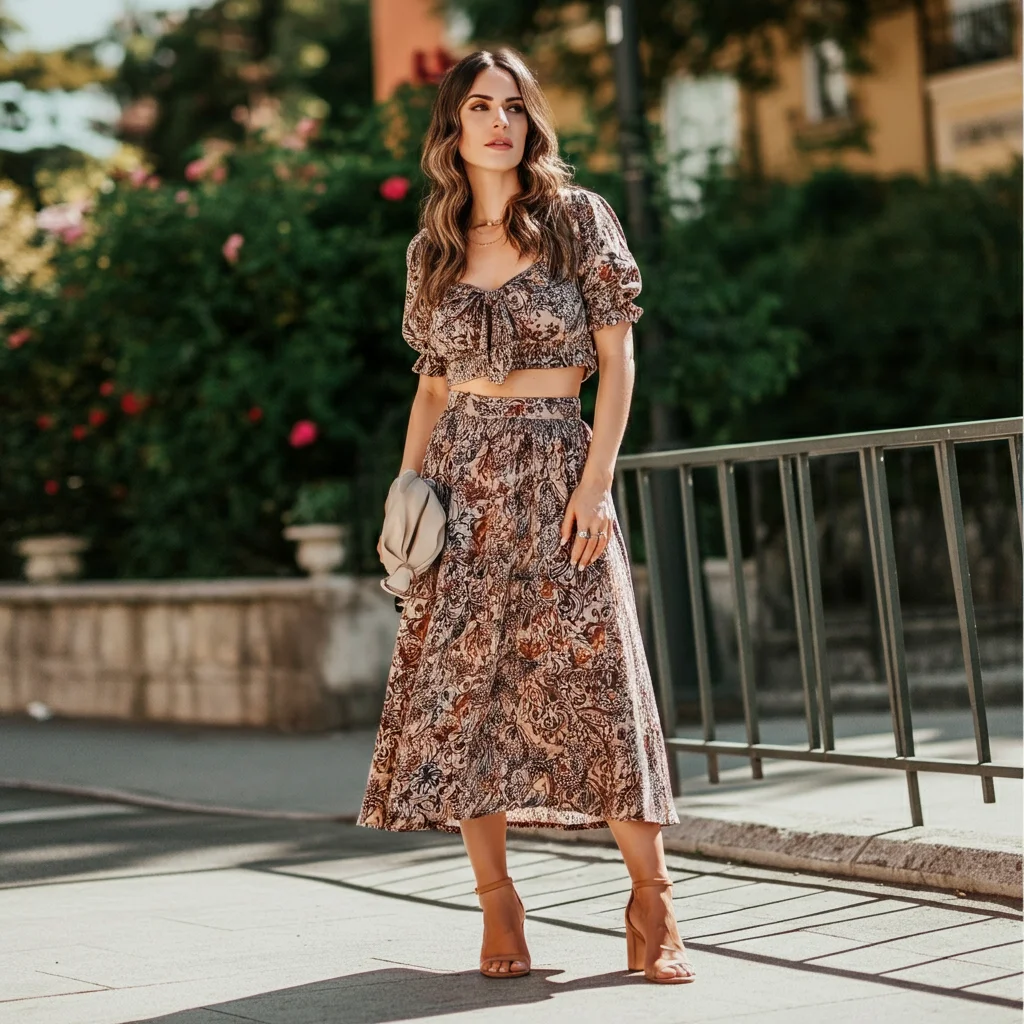 Midi Skirt with a Crop Top