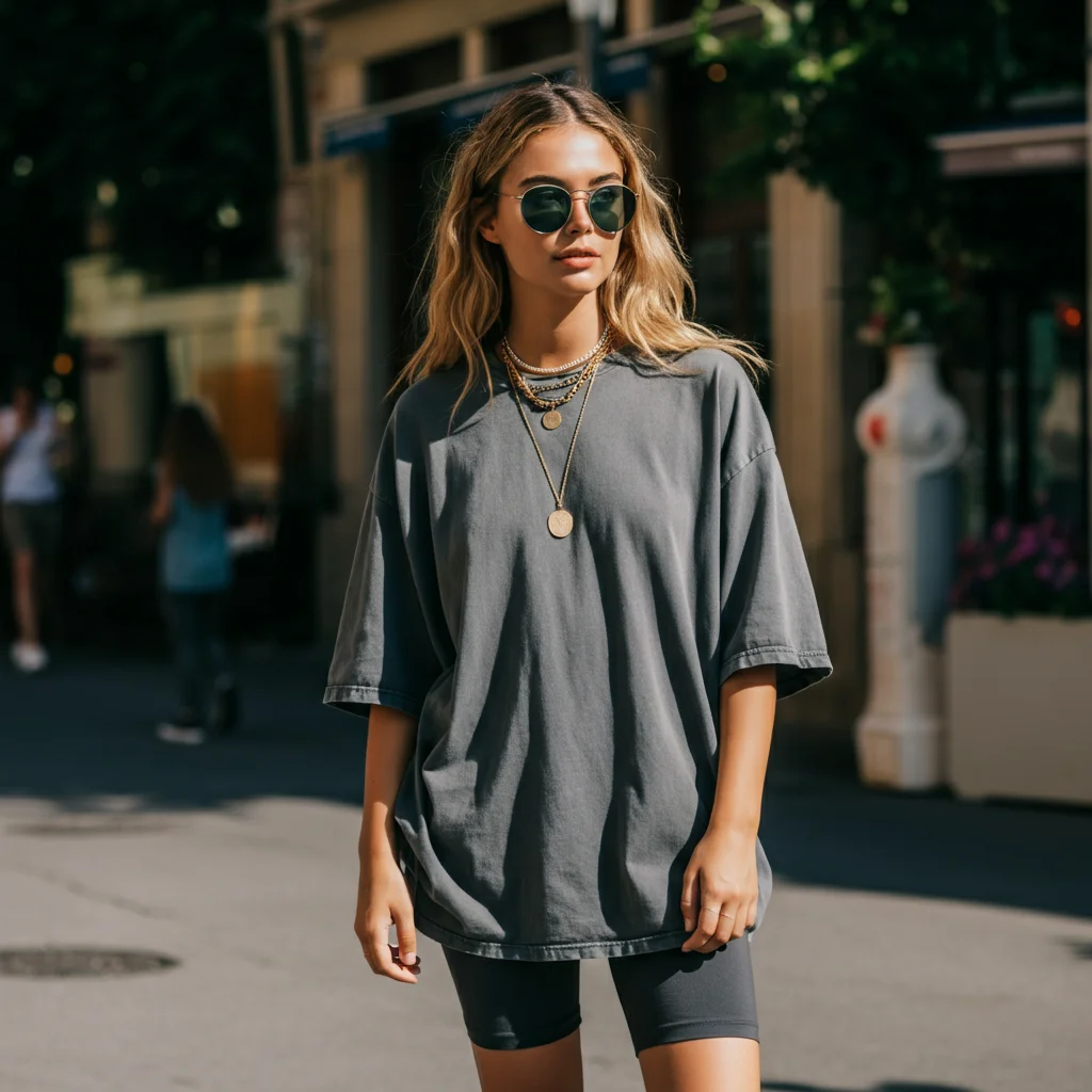 Oversized Tee with Biker Shorts