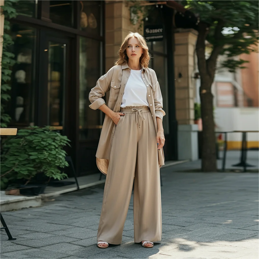 Palazzo Pants with a Longline Shirt