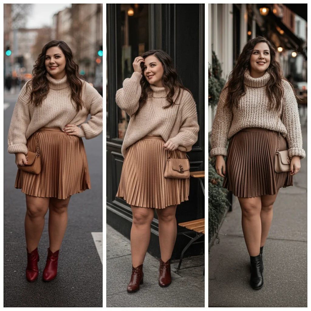 Pleated Mini Skirt with a Sweater