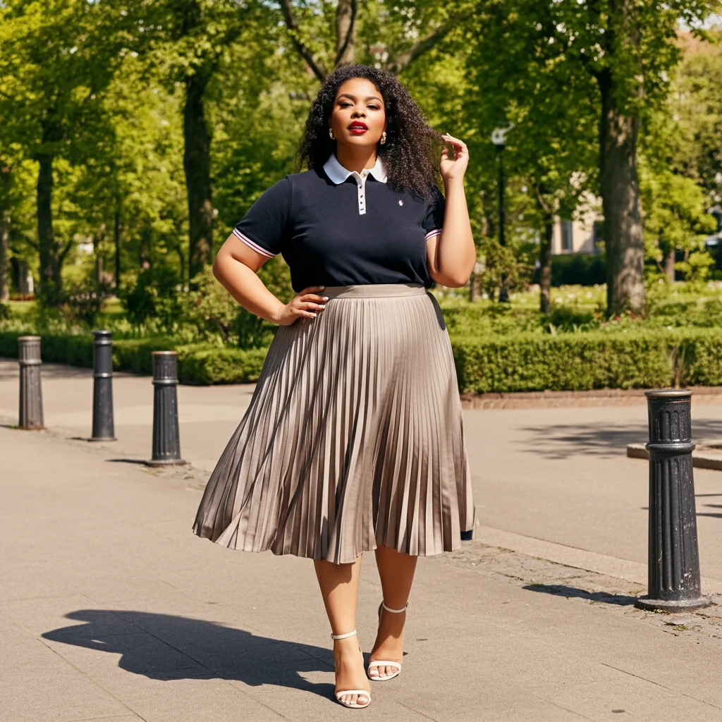 Polo Shirt with Pleated Skirt