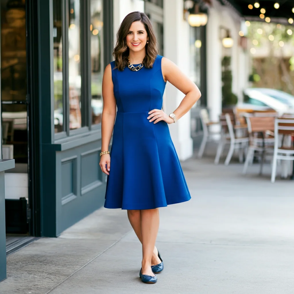 Sleeveless Fit and Flare Dress with Flats