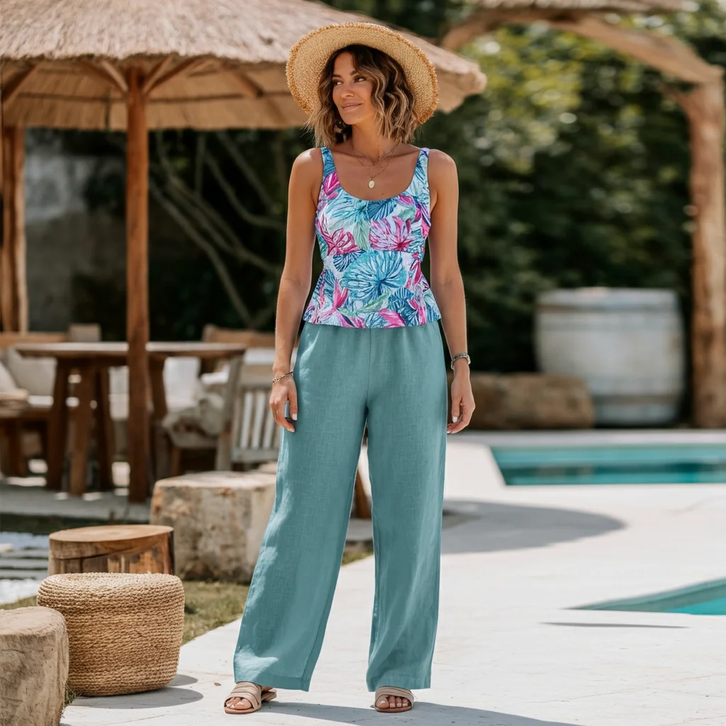 Tankini with Linen Pants