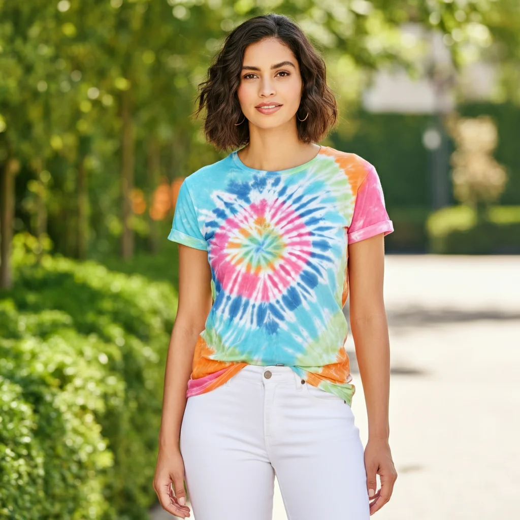 Tie-Dye Tee with White Skinny Jeans