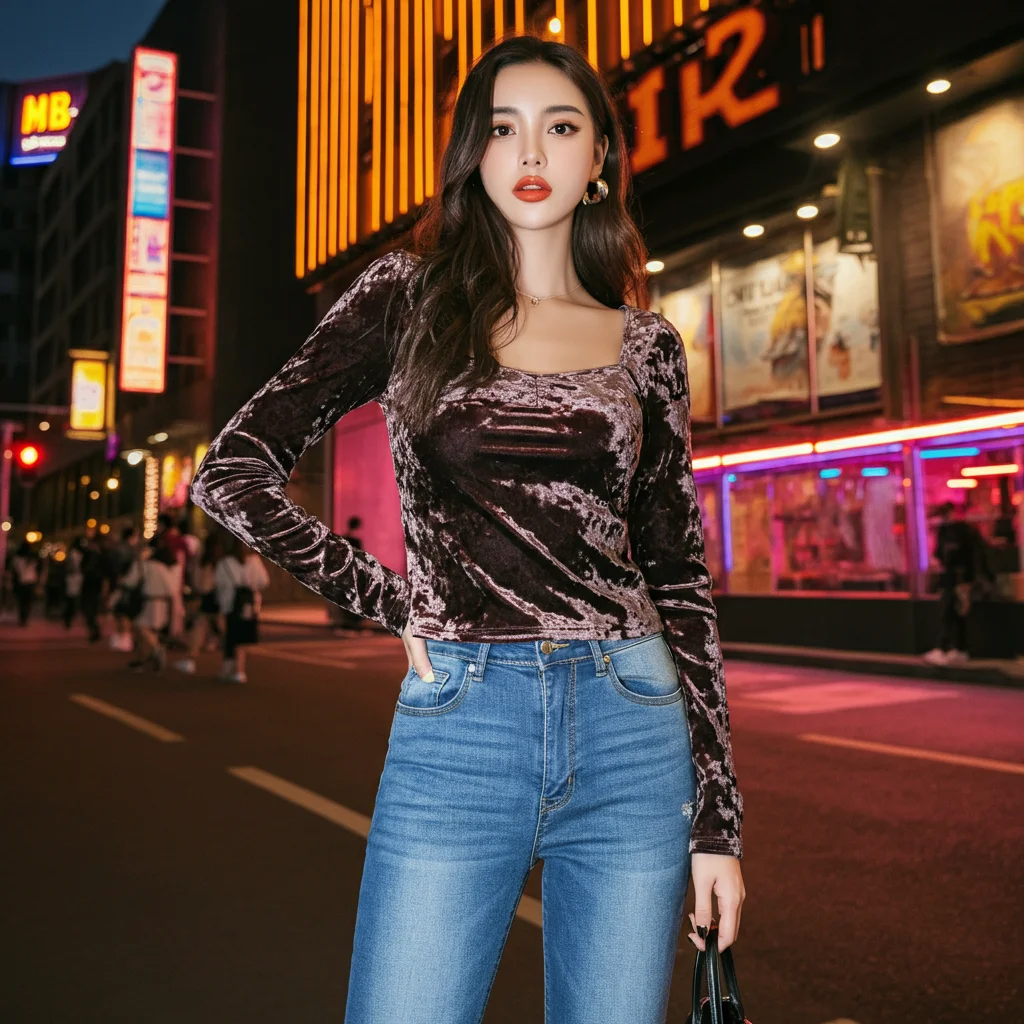 Velvet Top with Jeans