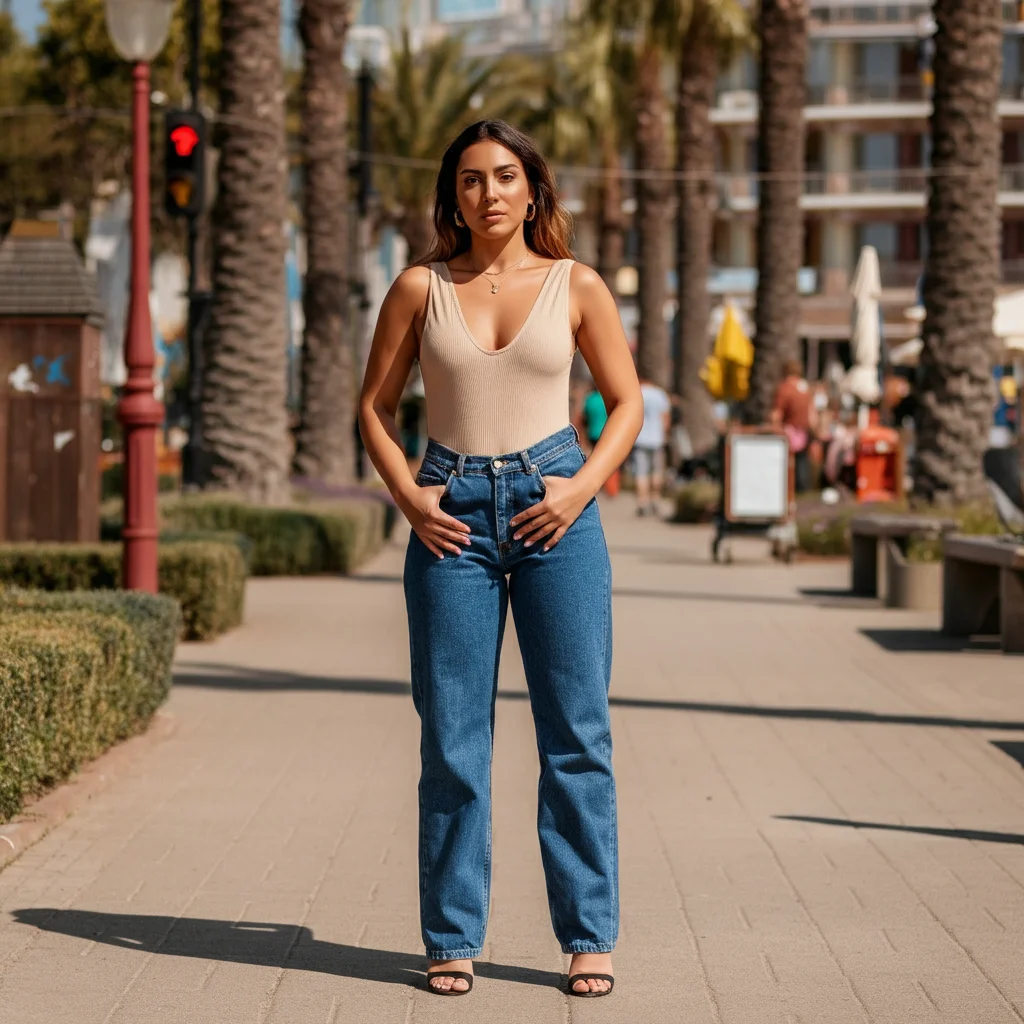 Vintage Jeans with a Neutral Bodysuit