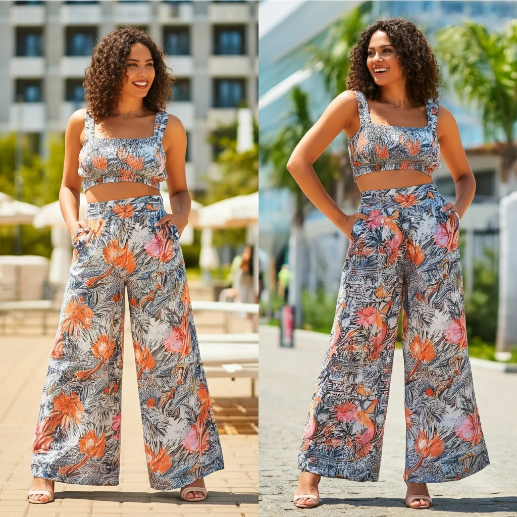 Wide-leg pants and a Crop Top