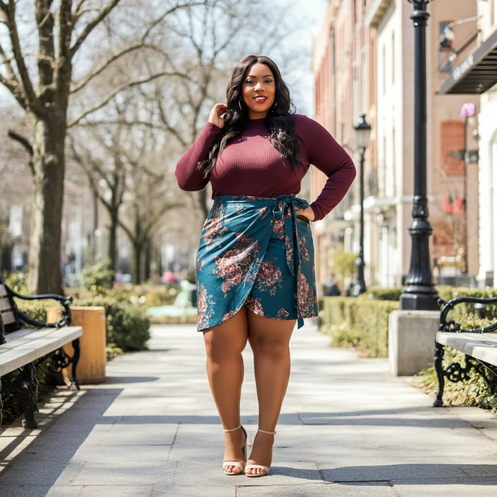 Wrap Mini Skirt with a Fitted Top