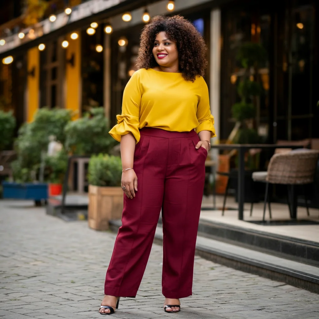 Yellow Top with Maroon Pants