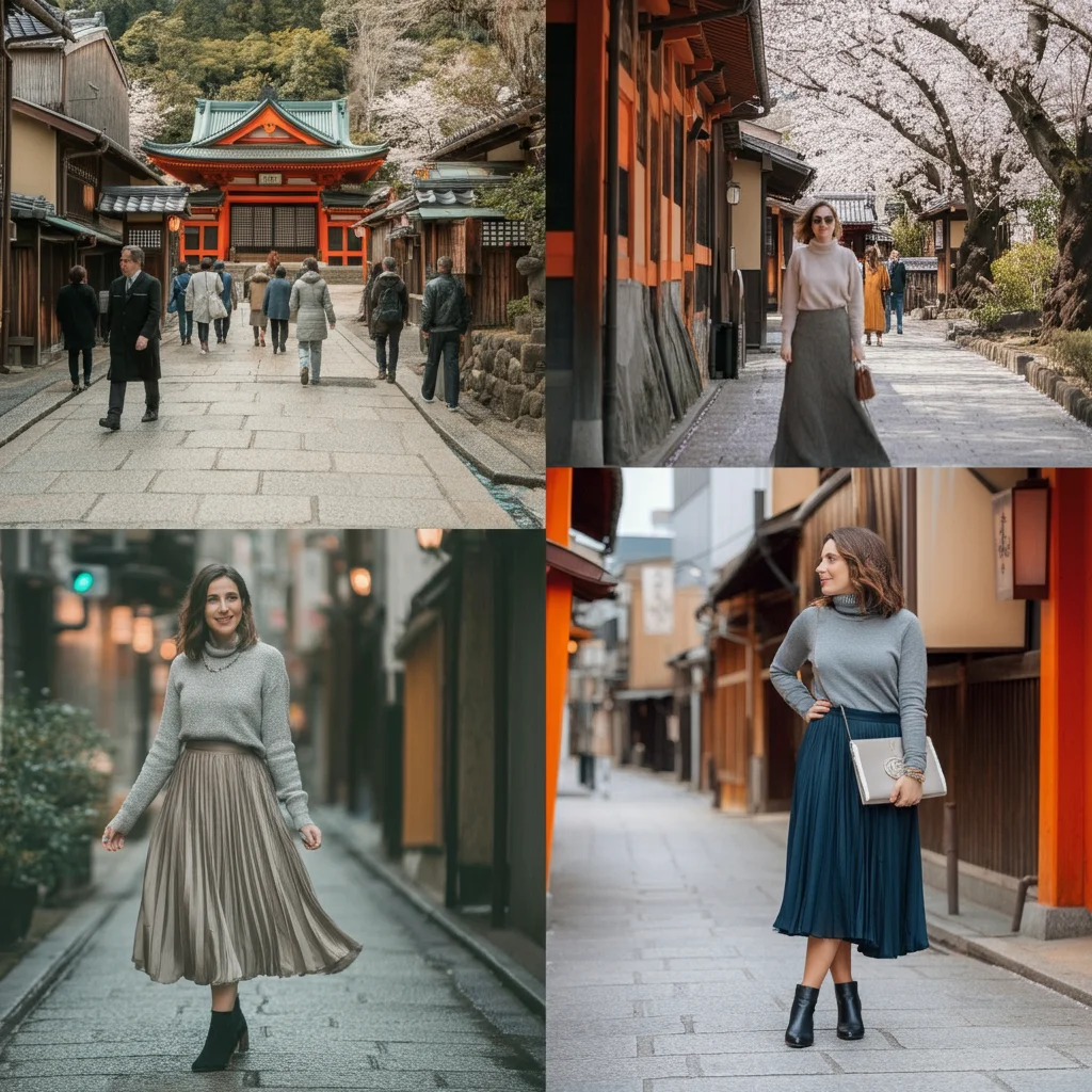 A-line skirt with a Fitted Sweater