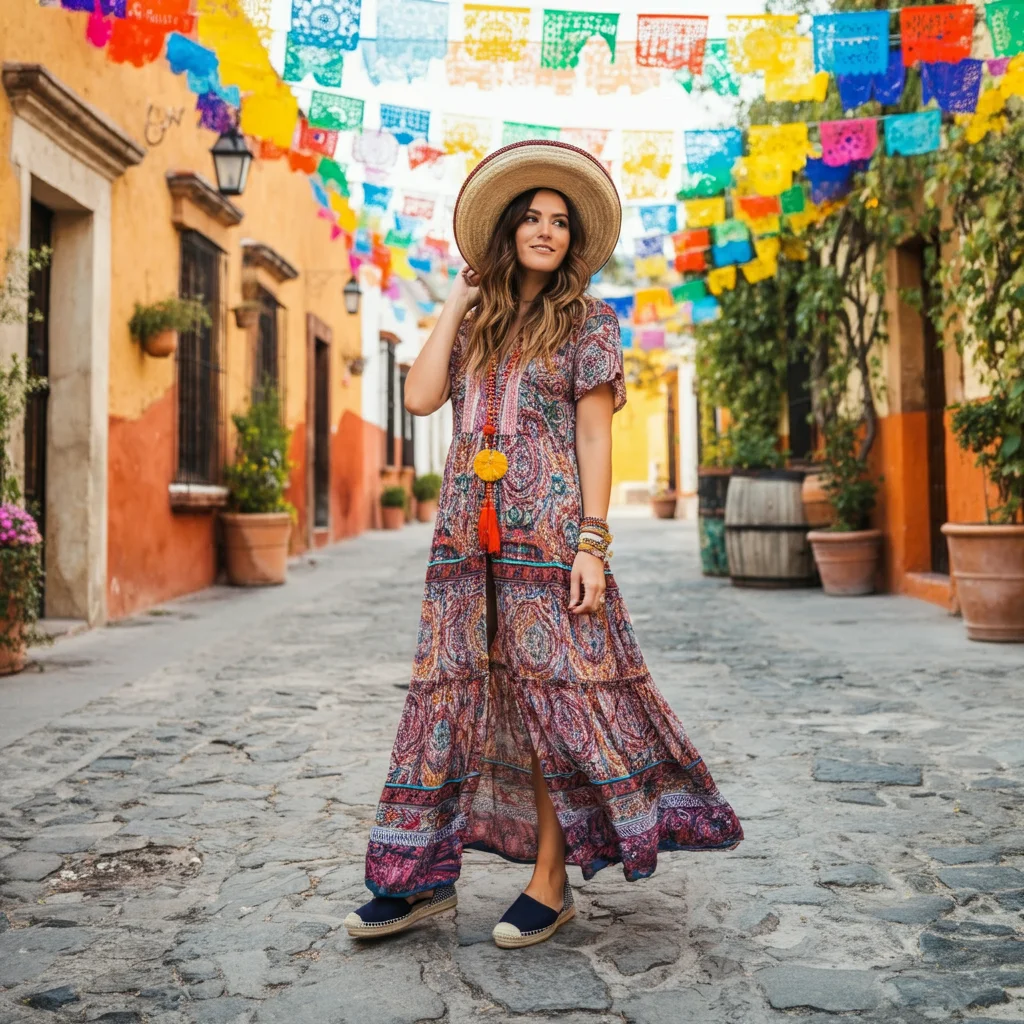 Boho Maxi Dress with Espadrilles
