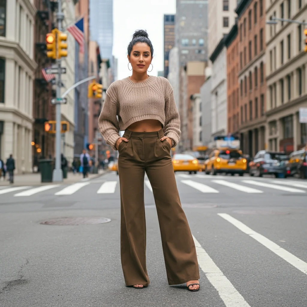 Cropped Sweater with Wide-Leg Pants