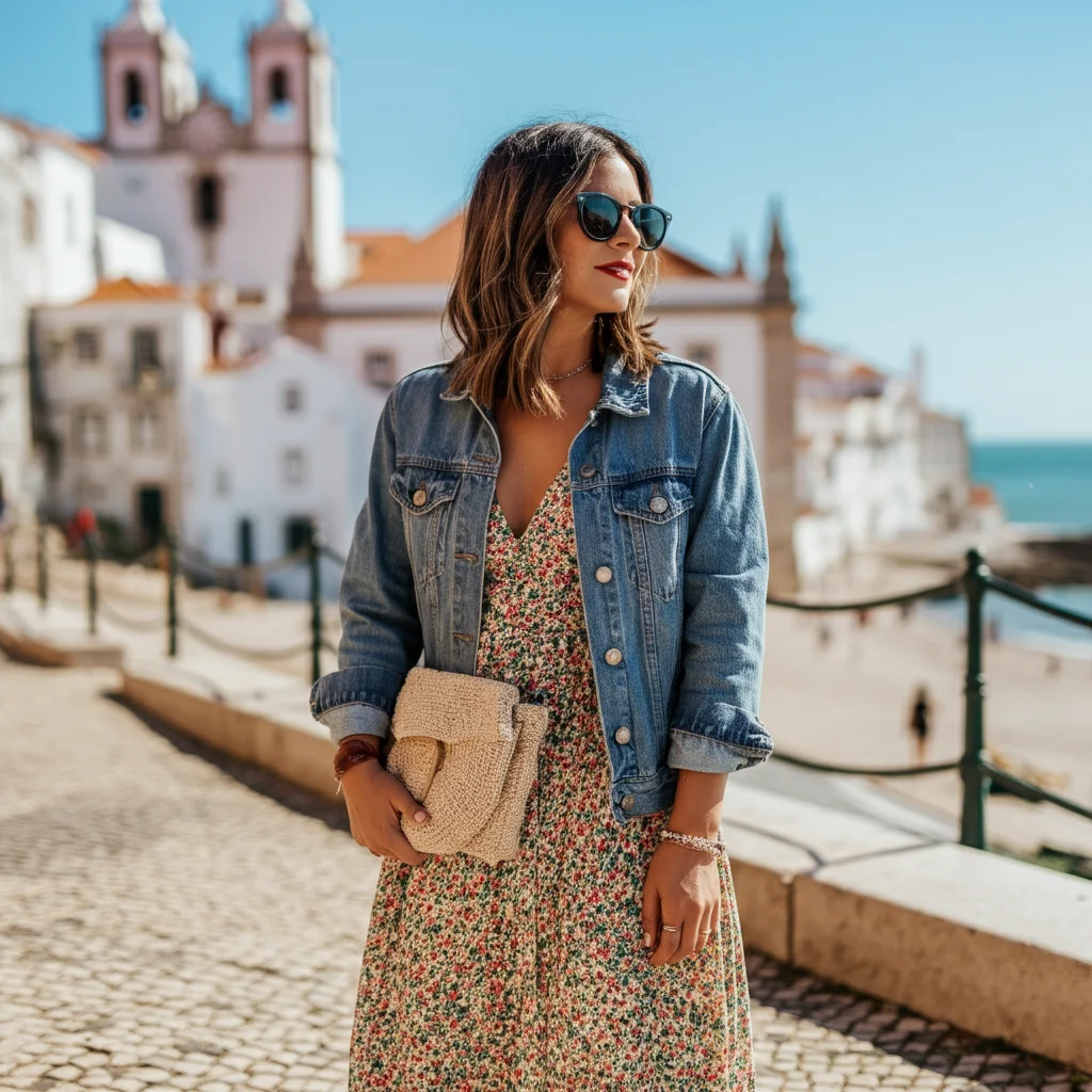 Denim Jacket with a Floral Sundress