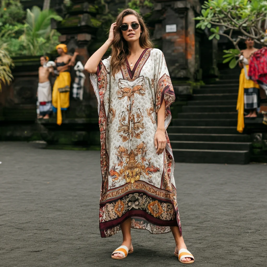 Kaftan with Flat Sandals