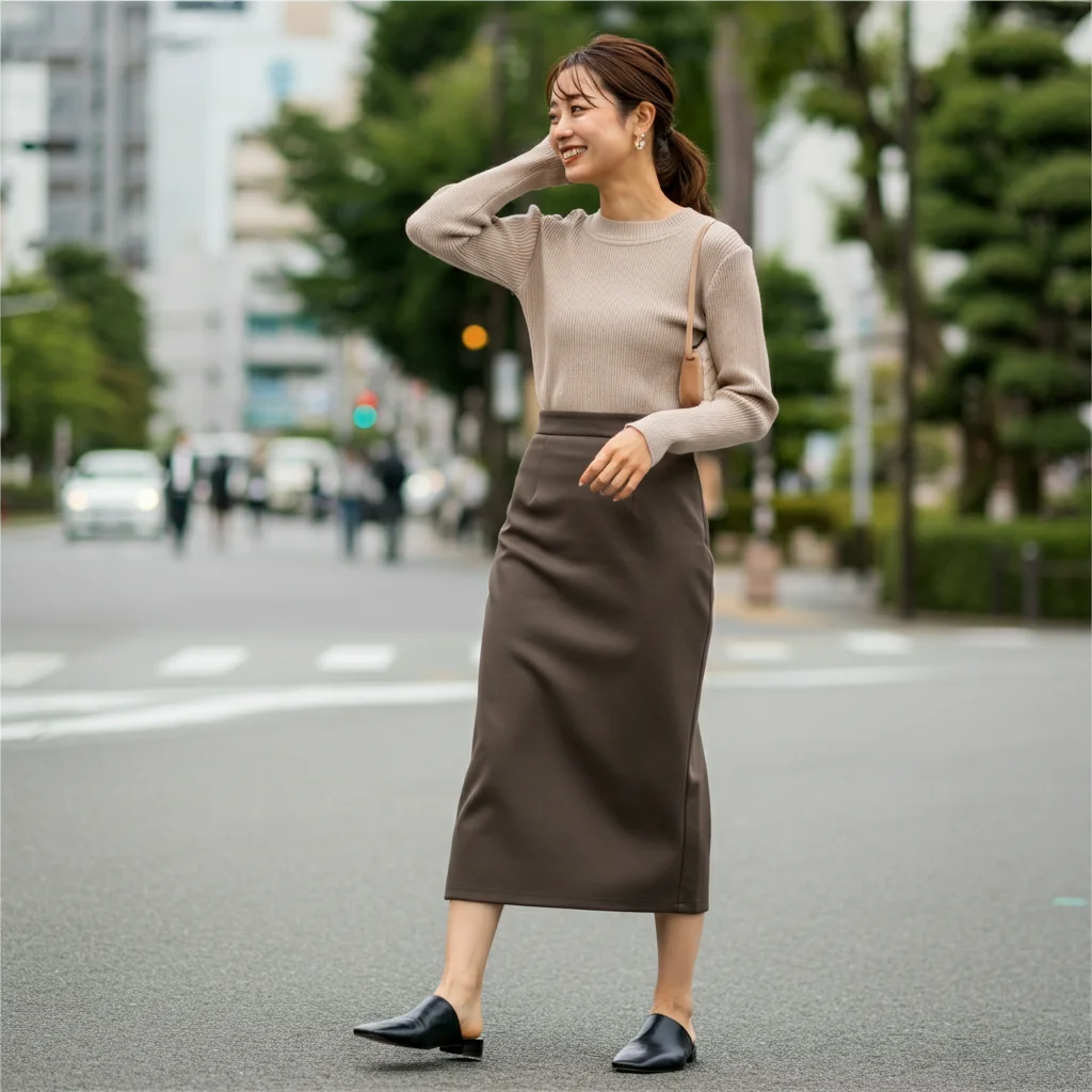 Knit Top with Midi Pencil Skirt