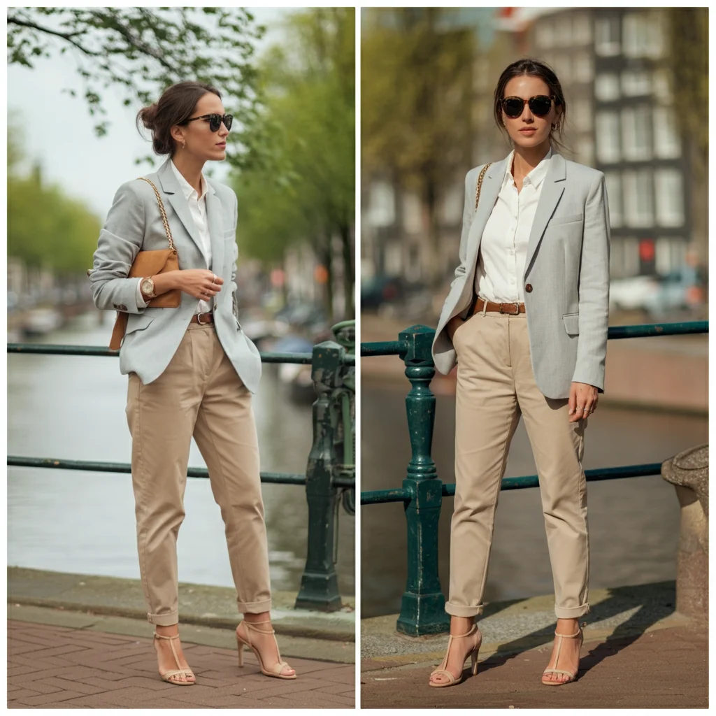 Light Blazer with Neutral Chinos