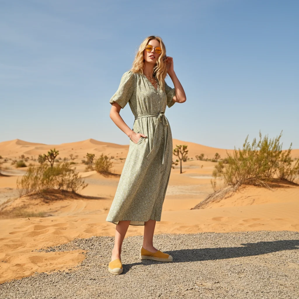 Lightweight Midi Dress and Classic Espadrilles