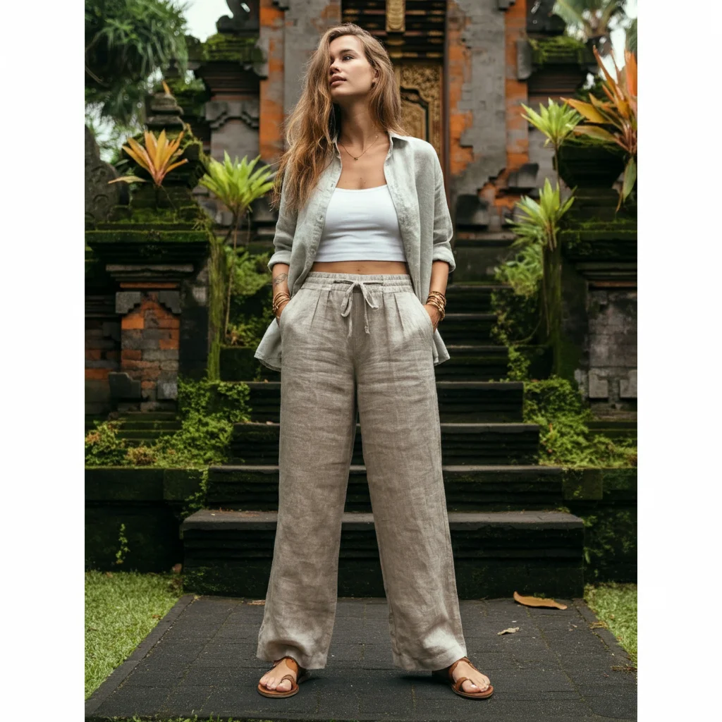 Linen Pants with a Button-Up Shirt