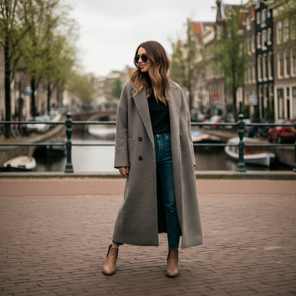Maxi Coat with Ankle Boots