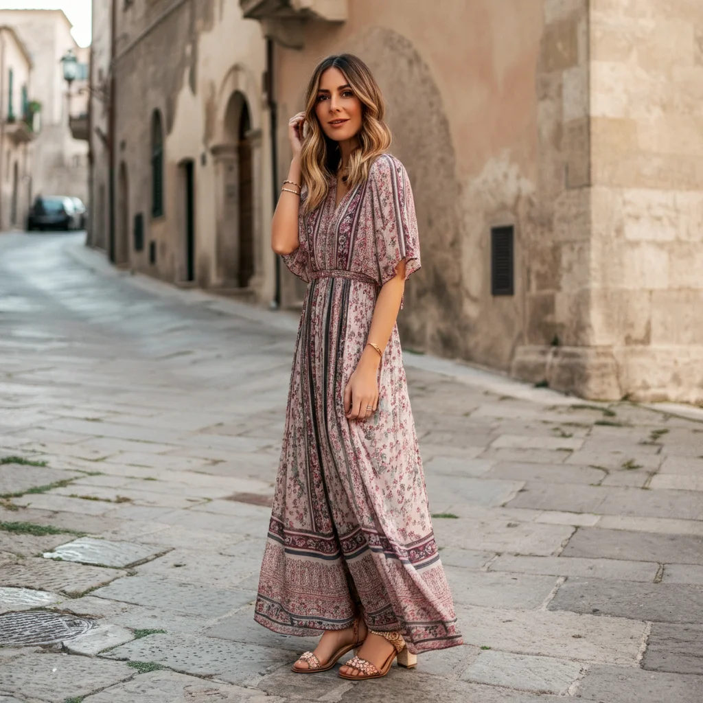 Maxi Dress and Strappy Sandals