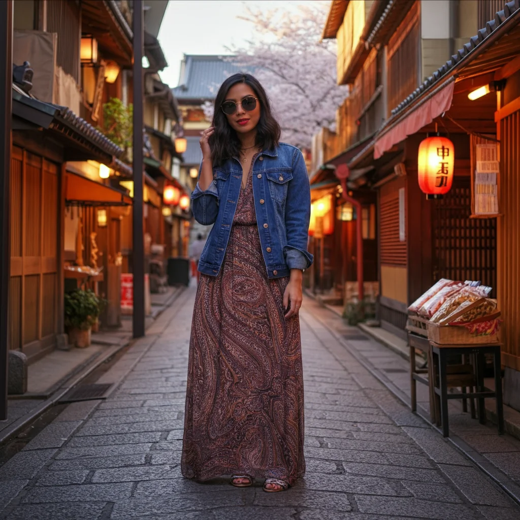 Maxi Dress with a Denim Jacket