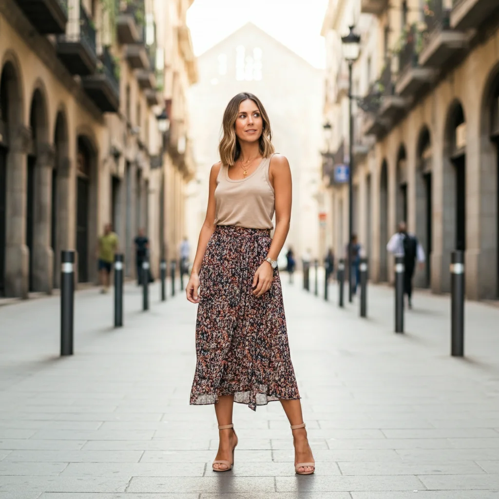 Midi Skirt with a Tank Top