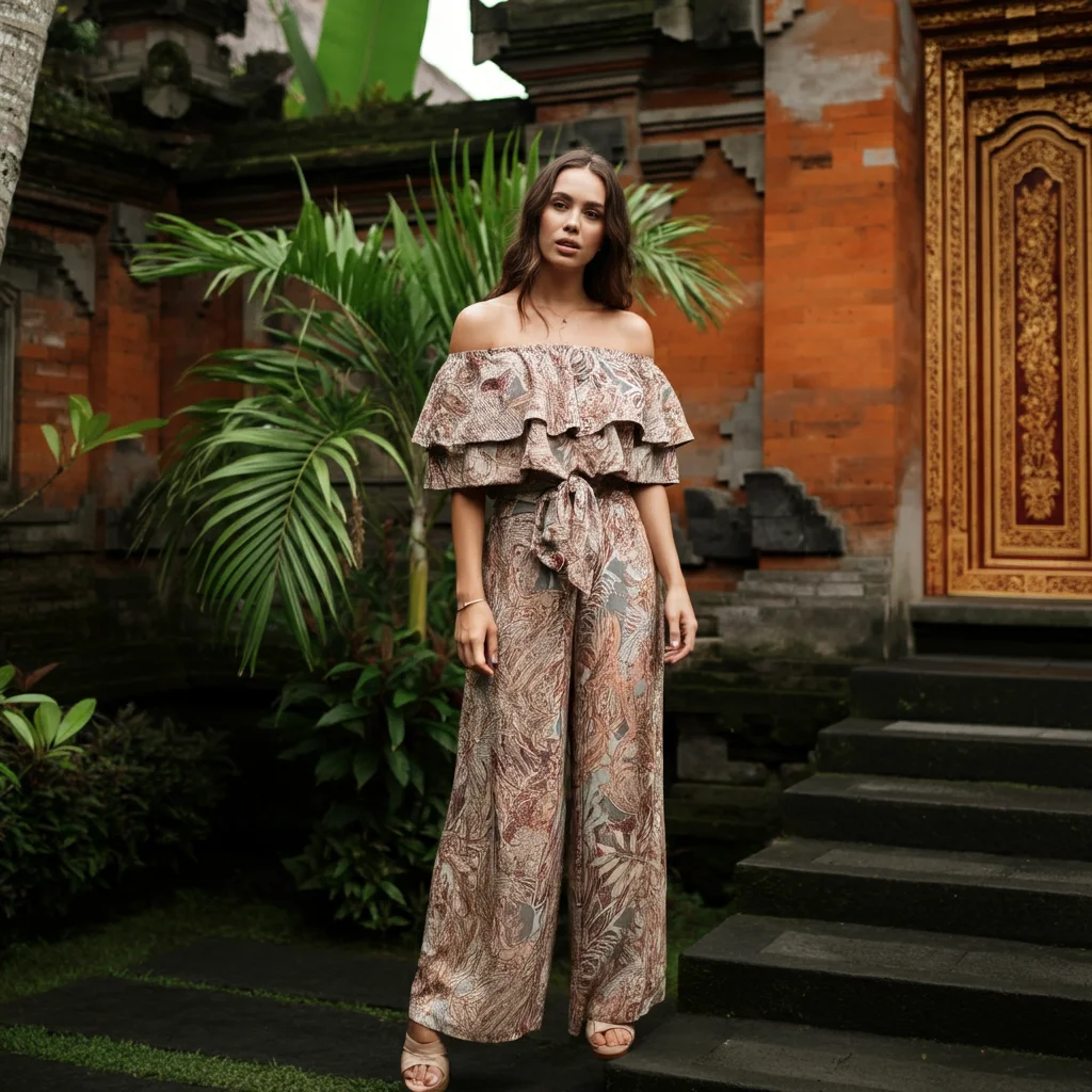 Off-Shoulder Top with Palazzo Pants