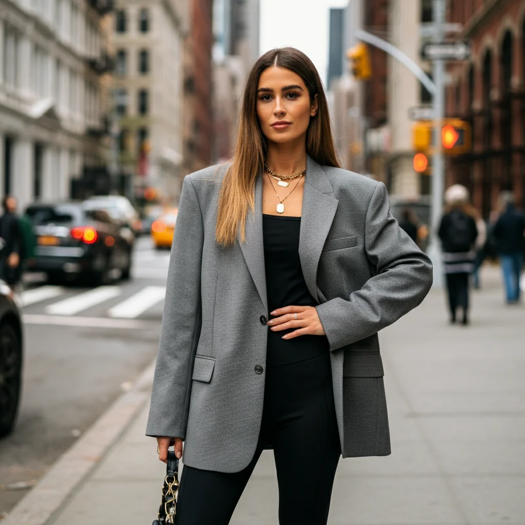 Oversized Blazer with Black Leggings