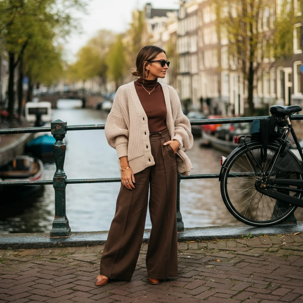 Oversized Cardigan with Wide-leg Pants