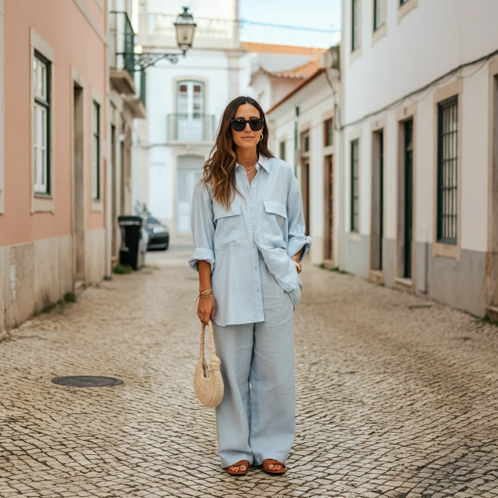 Oversized Shirt with Lightweight Trousers
