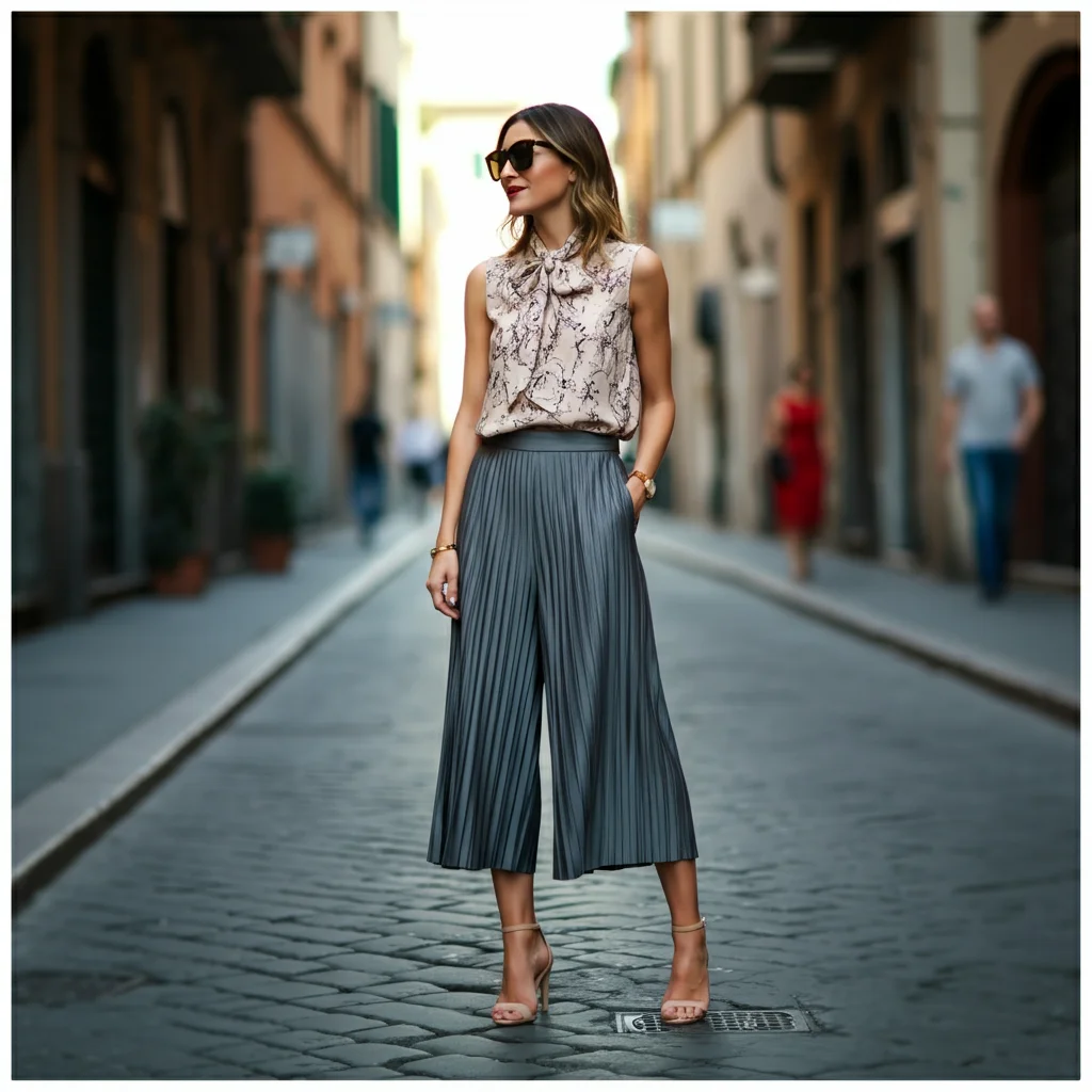 Sleeveless Blouse With Pleated Culottes